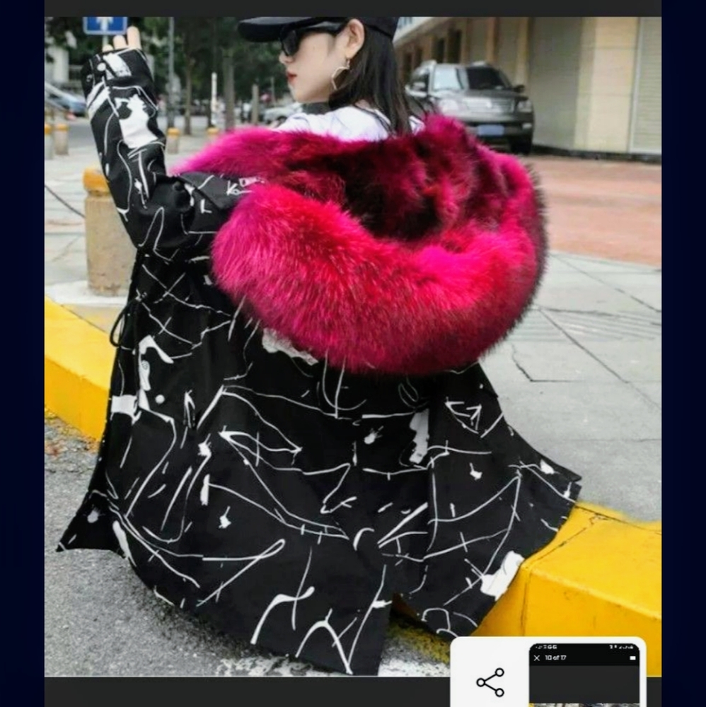 Fur lined Parker military coat S-M